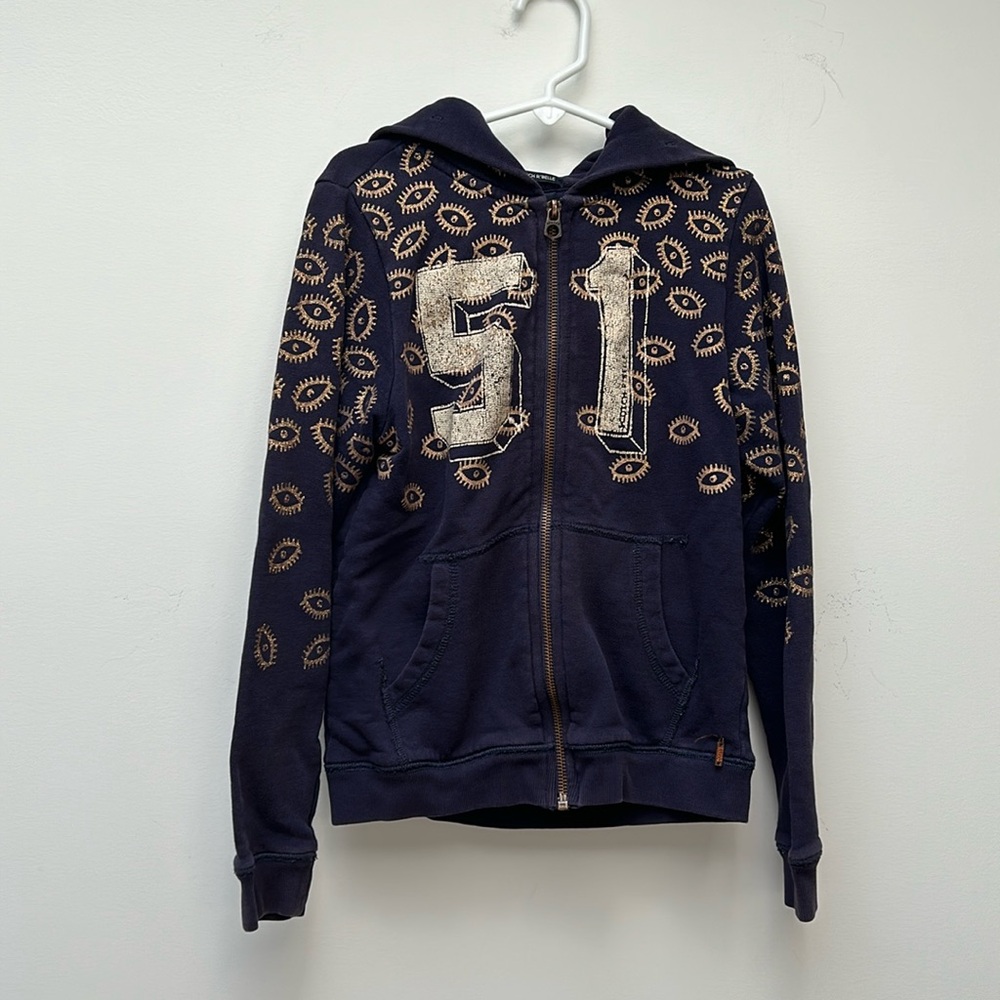 Scotch r’belle navy zip up hoodie size 8 kids